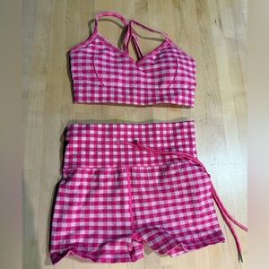 Pink Gingham Work Out Set